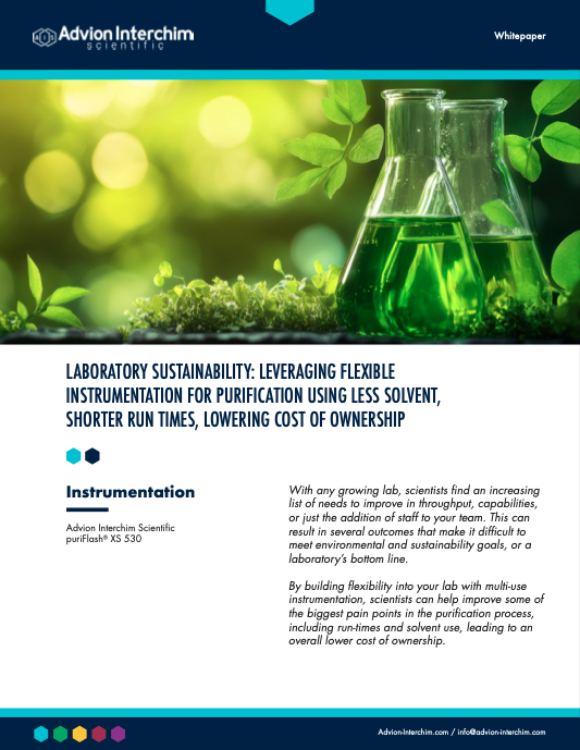 Laboratory Sustainability: Leveraging Flexible Instrumentation for Purification using Less Solvent, Shorter Run Times, Lowering Cost of Ownership